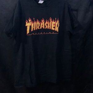 Thrasher Flame Logo Black T shirt